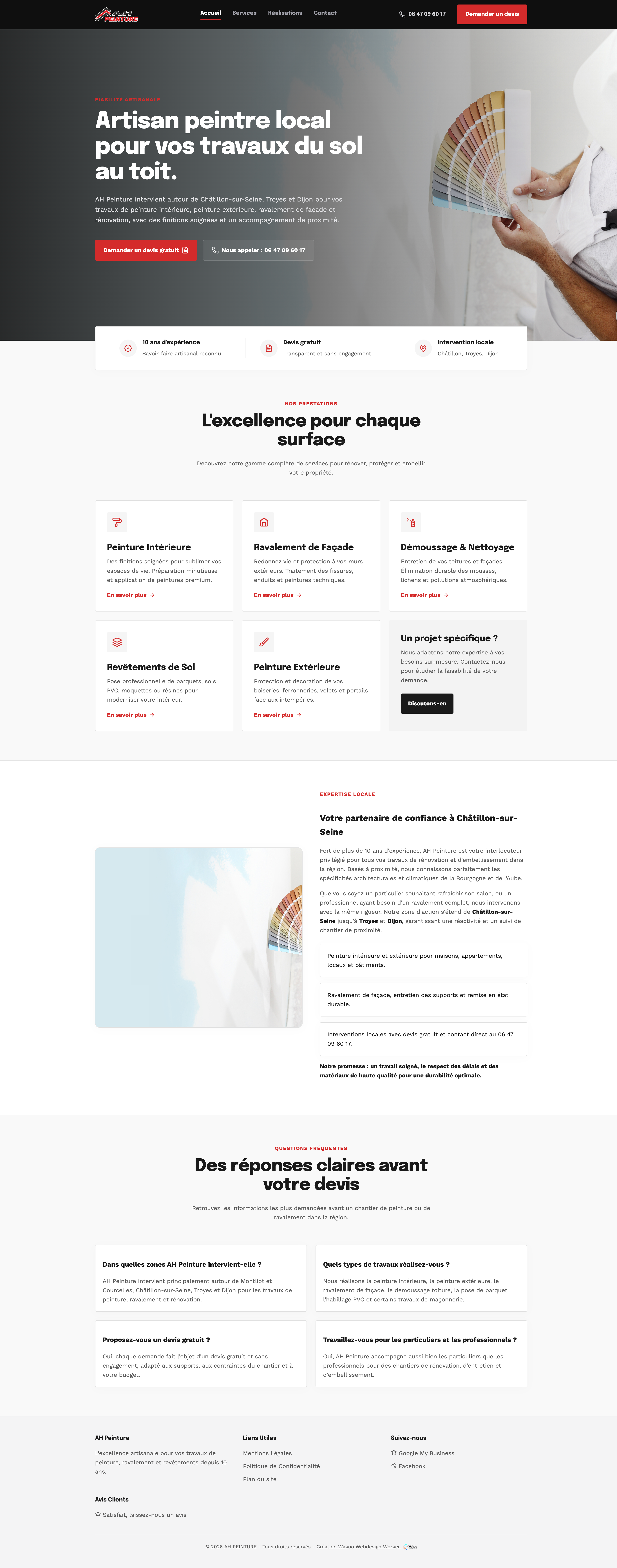 Site web AH Peinture