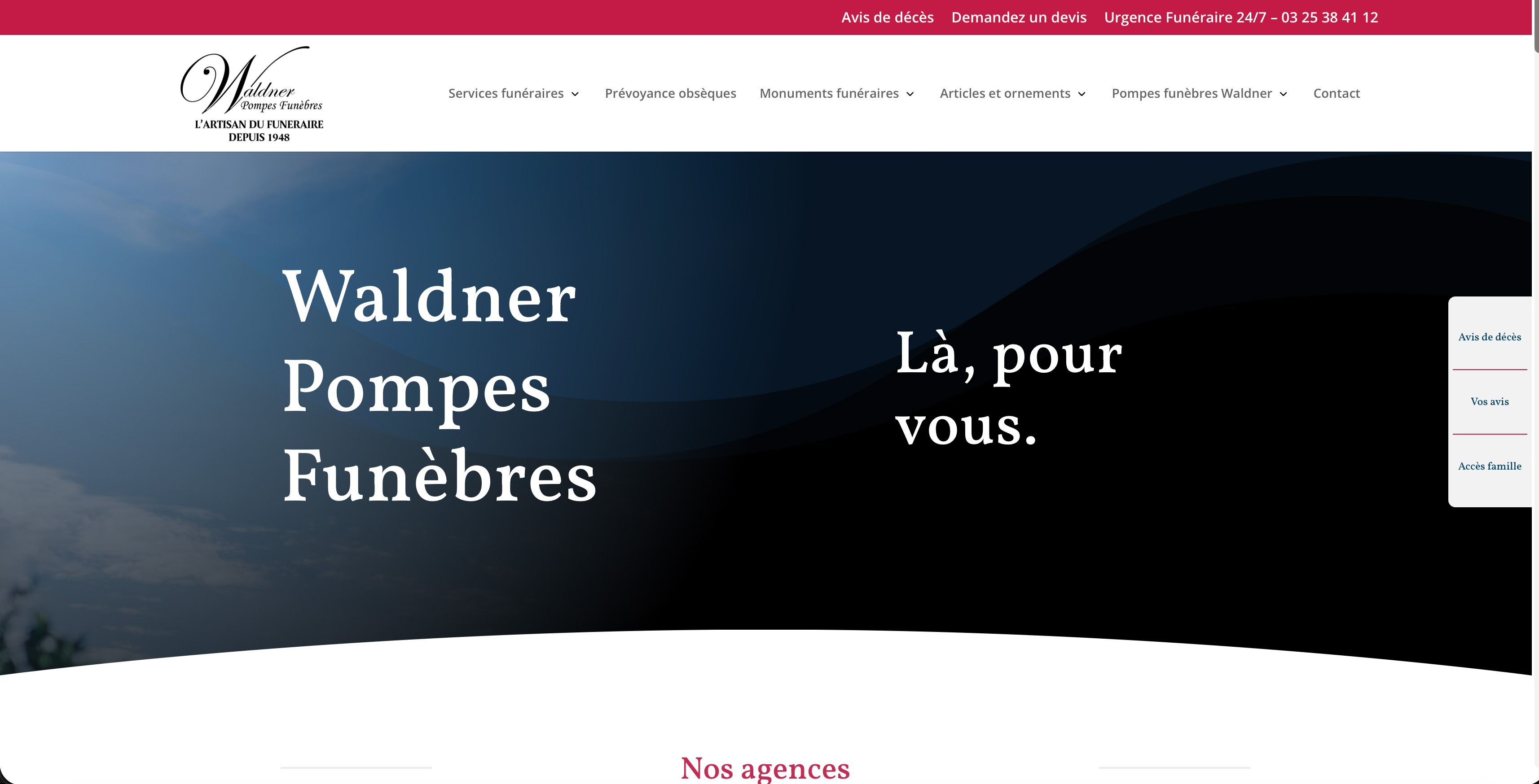 Refonte site web Waldner Pompes Funèbres